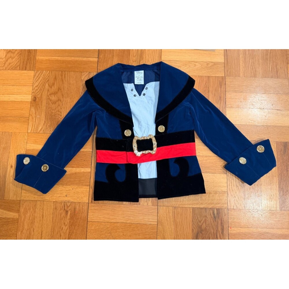Disney Store Boys 5/6 Pirate Captain Hook Costume Jacket Navy Blue Gold Buttons
